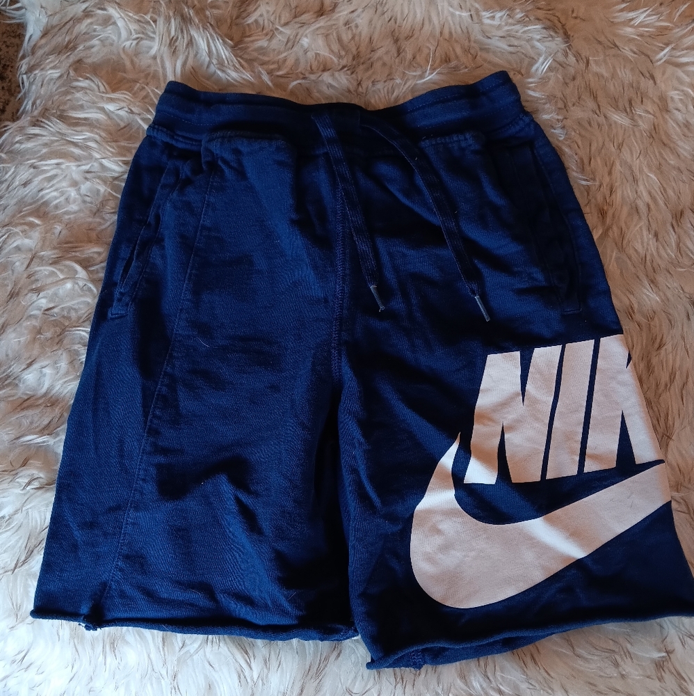 Nike Blue Athletic Cotton Shorts with Elastic Waistband